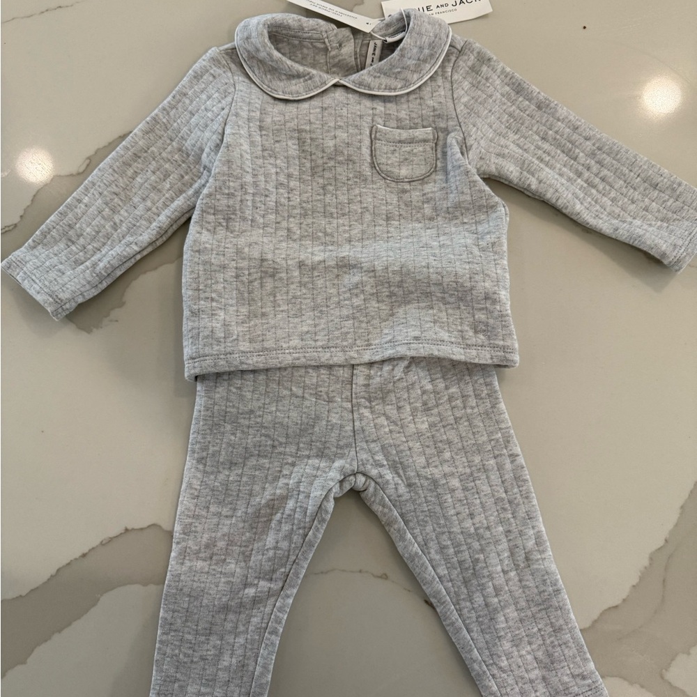 Janie and Jack Gray Quilted Two-Piece Set